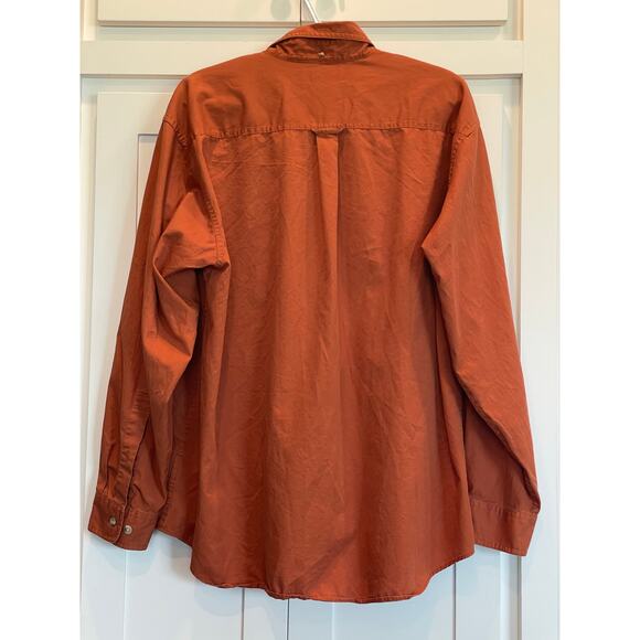 Columbia Univ of Texas burnt orange button up 100% Cotton Large - Picture 2 of 11